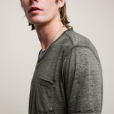 Davis Short Sleeve Burnout V Neck With Chest Pocket