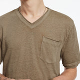 Davis Short Sleeve Burnout V Neck with Chest Pocket