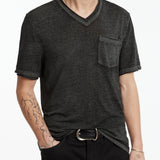 Davis Short Sleeve Burnout V Neck with Chest Pocket