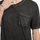 Davis Short Sleeve Burnout V Neck with Chest Pocket