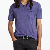 Davis Short Sleeve Burnout V Neck with Chest Pocket