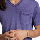 Davis Short Sleeve Burnout V Neck with Chest Pocket