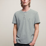 Quincy Short Sleeve Slub Henley With Peace Sign Embroidery
