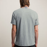 Quincy Short Sleeve Slub Henley With Peace Sign Embroidery
