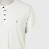 Quincy Short Sleeve Slub Henley With Peace Sign Embroidery