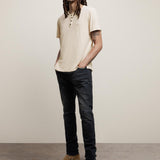 Quincy Short Sleeve Slub Henley With Peace Sign Embroidery