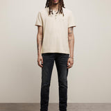Quincy Short Sleeve Slub Henley With Peace Sign Embroidery