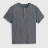 Short Sleeves Cotton Henley Tshirt