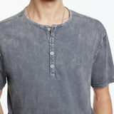 Short Sleeves Cotton Henley Tshirt