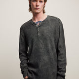 Long Sleeve Waffle Henley With Mist Wash