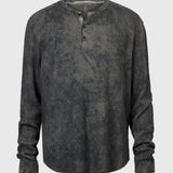 Long Sleeve Waffle Henley With Mist Wash