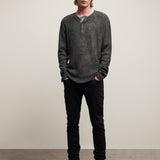 Long Sleeve Waffle Henley With Mist Wash