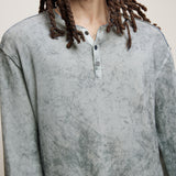Long Sleeve Waffle Henley With Mist Wash