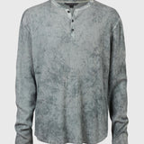 Long Sleeve Waffle Henley With Mist Wash