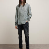 Long Sleeve Waffle Henley With Mist Wash