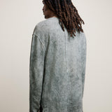 Long Sleeve Waffle Henley With Mist Wash