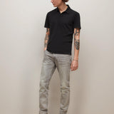 Zion Short Sleeve Vintage Wash Polo with Double V Embroidery