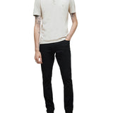 Short Sleeve Slub Cotton Polo with Peace Sign Embroidery