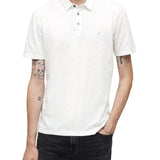 Short Sleeve Slub Cotton Polo with Peace Sign Embroidery