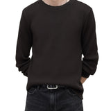 Long Sleeve Oversize Waffle Crew with Distressed Rib Trims