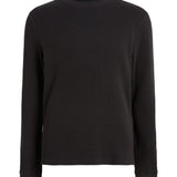 Long Sleeve Oversize Waffle Crew with Distressed Rib Trims