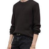 Long Sleeve Oversize Waffle Crew with Distressed Rib Trims