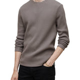 Long Sleeve Oversize Waffle Crew with Distressed Rib Trims