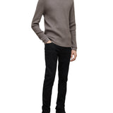 Long Sleeve Oversize Waffle Crew with Distressed Rib Trims