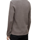 Long Sleeve Oversize Waffle Crew with Distressed Rib Trims