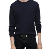 Long Sleeve Oversize Waffle Crew with Distressed Rib Trims
