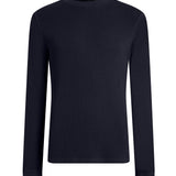 Long Sleeve Oversize Waffle Crew with Distressed Rib Trims