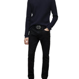 Long Sleeve Oversize Waffle Crew with Distressed Rib Trims