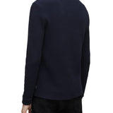 Long Sleeve Oversize Waffle Crew with Distressed Rib Trims