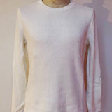 Long Sleeve Oversize Waffle Crew with Distressed Rib Trims