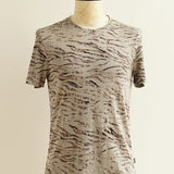 Short Sleeves Zebra Print Linen Crew