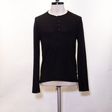 Long Sleeve Henley in Broken Stitch