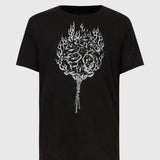 Short Sleeve Raw Edge Tee Vintage Wash - Floral Flames