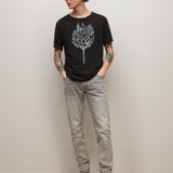 Short Sleeve Raw Edge Tee Vintage Wash - Floral Flames