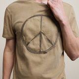 Short Sleeve Raw Edge Tee - Peace Sign Embroidery