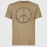 Short Sleeve Raw Edge Tee - Peace Sign Embroidery