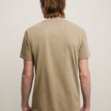 Short Sleeve Raw Edge Tee - Peace Sign Embroidery