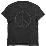 Short Sleeve Raw Edge Tee - Peace Sign Embroidery