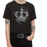 Short Sleeve Raw Edge Vintage Wash Tee Broken Crown