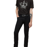 Short Sleeve Raw Edge Vintage Wash Tee Broken Crown
