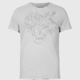 Short Sleeve Raw Edge Tee - Floral Skull