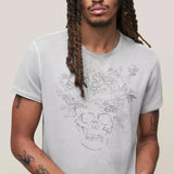 Short Sleeve Raw Edge Tee - Floral Skull