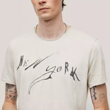 Short Sleeve Raw Edge Tee Vintage Wash- New York