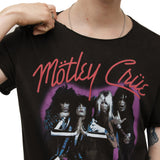 Short Sleeve Raw Edge Tee Vintage Wash Motley Crue Purple
