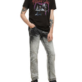 Short Sleeve Raw Edge Tee Vintage Wash Motley Crue Purple