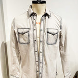 Izzy Leather Shirt Jacket with Concealed Snaps